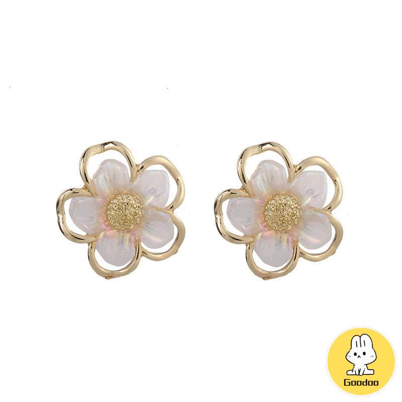 Simple Retro Super Fairy Double Layer Flower Earrings Wanita Anting Fashion Pribadi -Doo