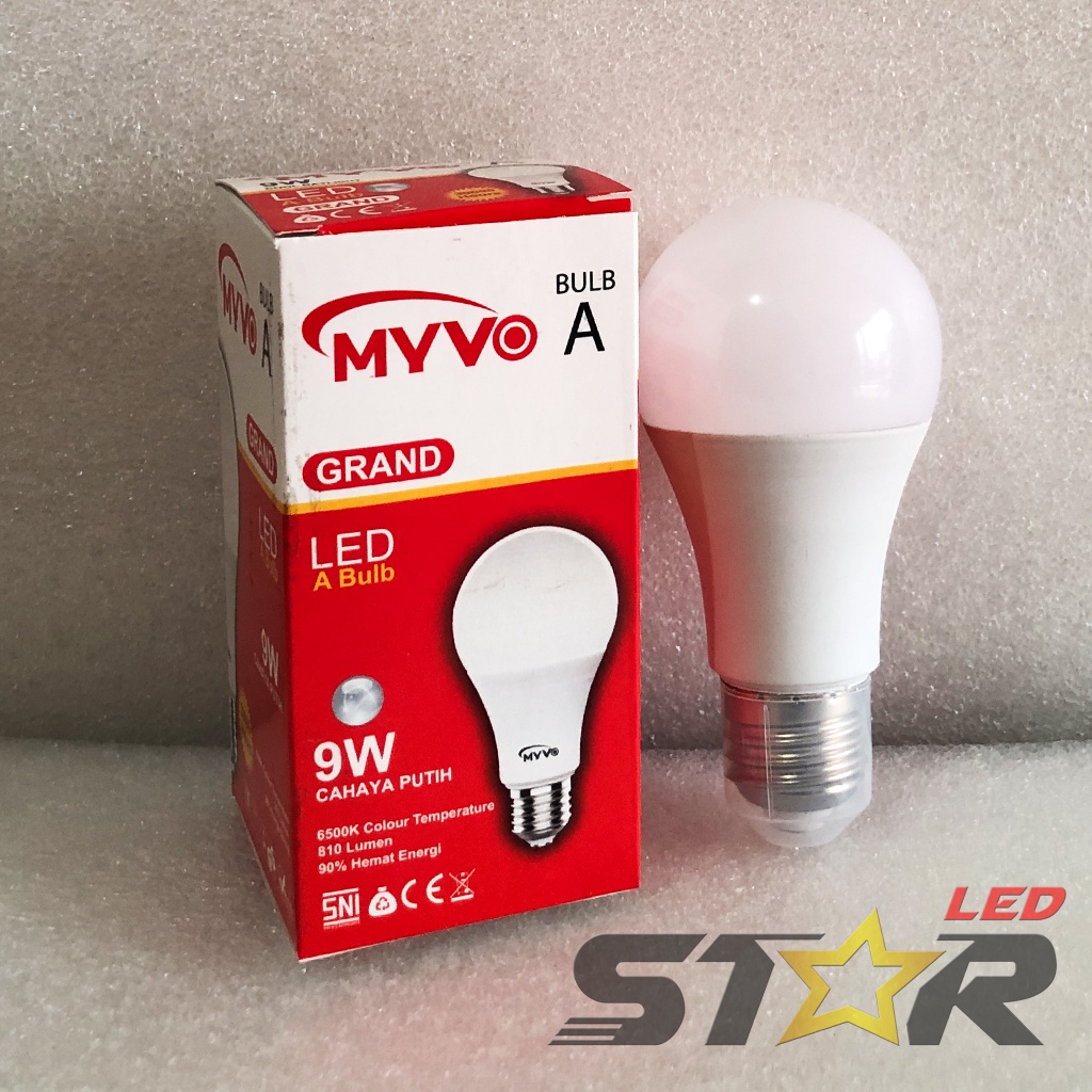 MYVO Grand Bulb A LED 3W, 5W, 7W, 9W Lampu Bohlam Bulat Murah Hemat Energi Irit Listrik Super Terang 3 5 7 9 WATT Star