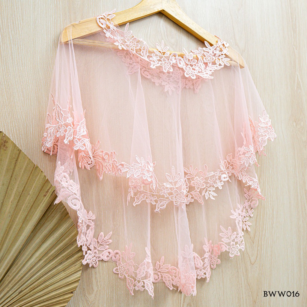 [SIAP KIRIM] BOLERO LACE BRIDAL AKSESORIS PESTA CARDIGAN PINK WANITA BWW016