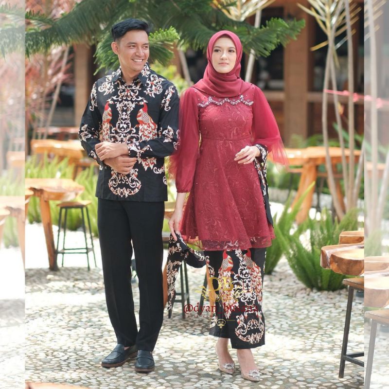 Kebaya Couple Luna Tunik Maroon original by dyan busana