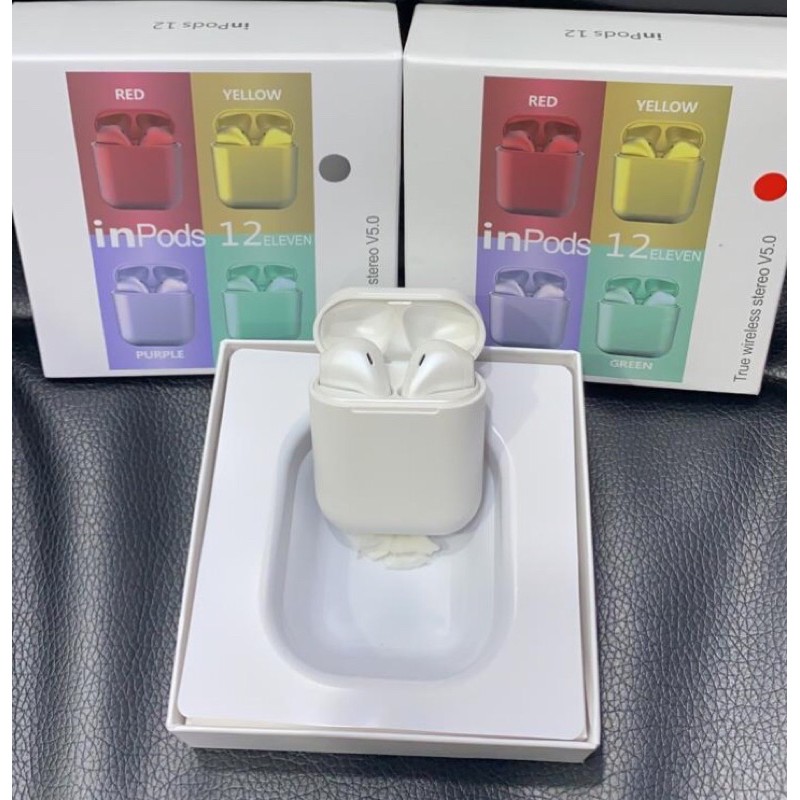 earphone bluetooth i12 metalik twins kwalitas bgs gampang konekin