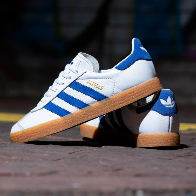 ADIDAS GAZELLE WHITE BLUE SOLE GUM ORIGINAL 100% - ADIDAS GAZELLE ORIGINAL 100% - SEPATU ADIDAS