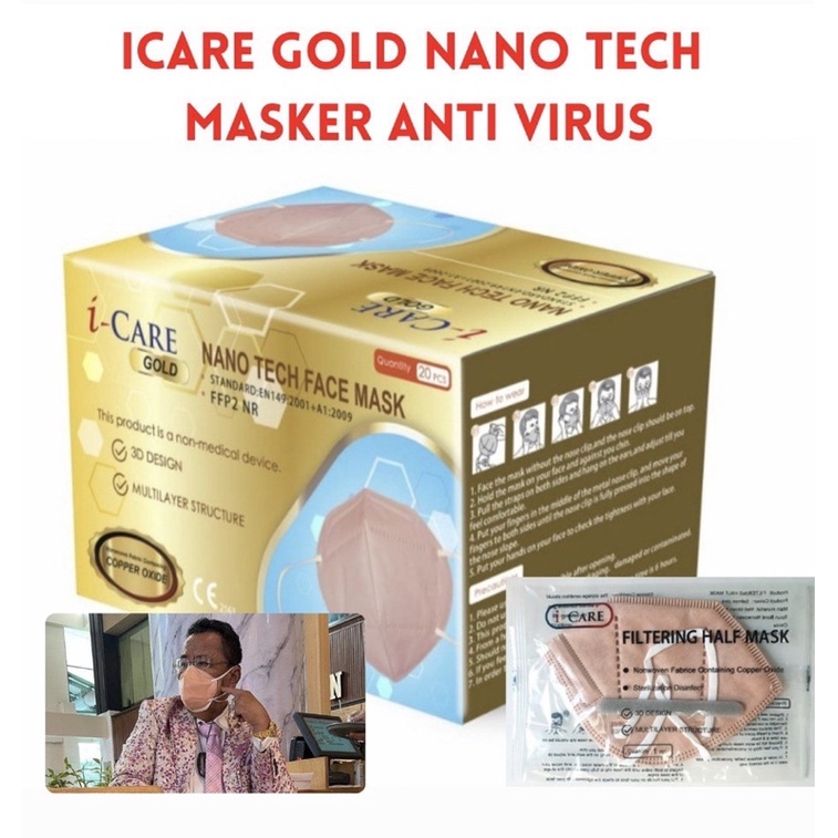 Masker Medis Anti Virus KN95 3D Copper Filter Tembaga i-Care 1pcs