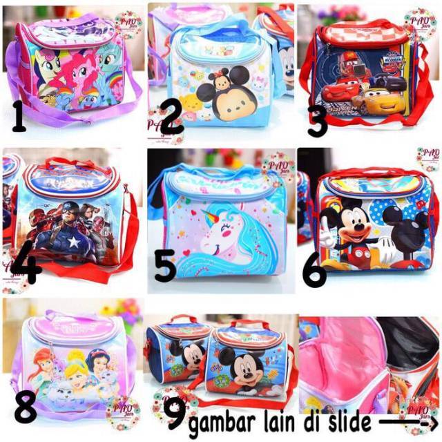 Tas bekal anak / tas bekal karakter / lunch bag karakter / tas bekal
