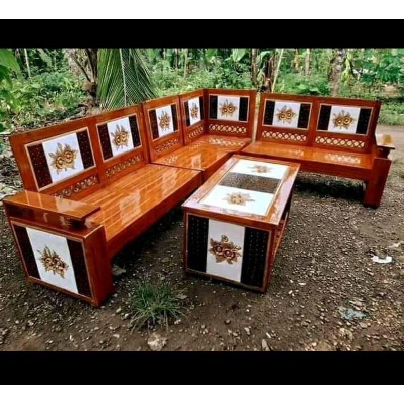 Kursi sudut minimalis kayu jati termurah / kursi pojok kayu jati