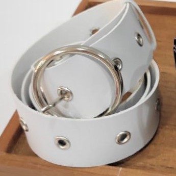 VANILLESHOP - Ikat Pinggang Wanita Ring Belt KOREA BELTIC EYELETS STRADY-OVO PUTIH