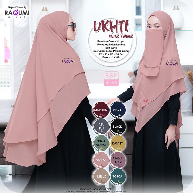 Jilbab Syar'i Instan Ukhti Cadar Khimar Raqumi Hijab