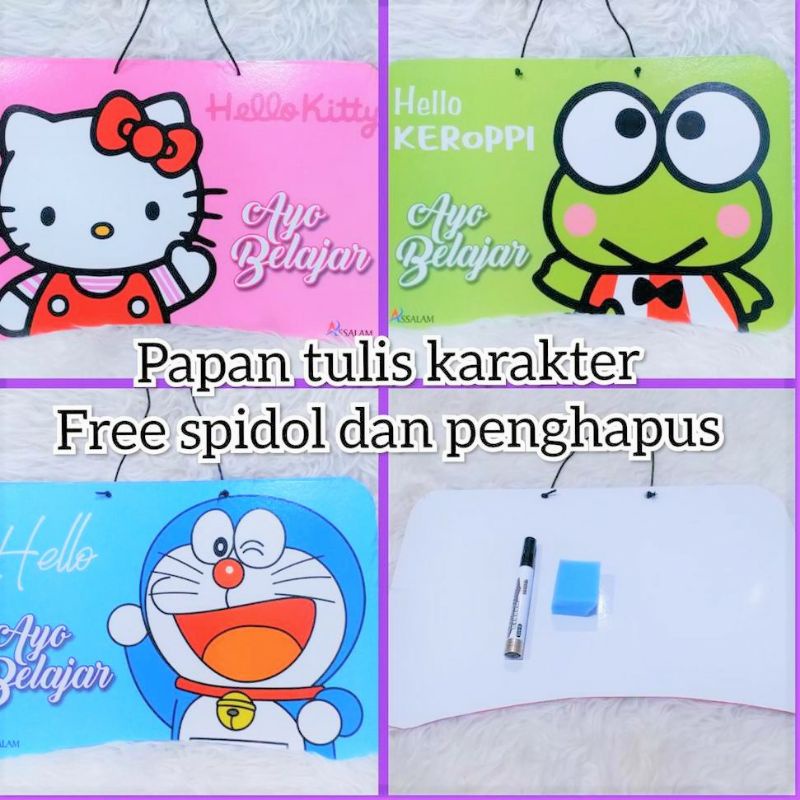 

papan tulis karakter spidol dan penghapus