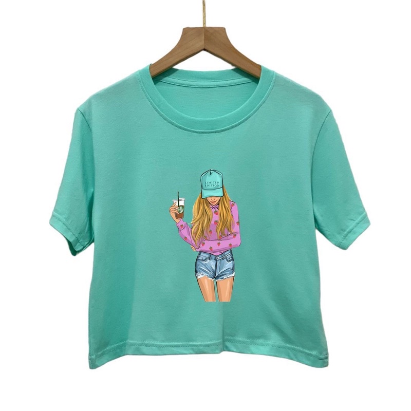Crop top combed 30s motif girls