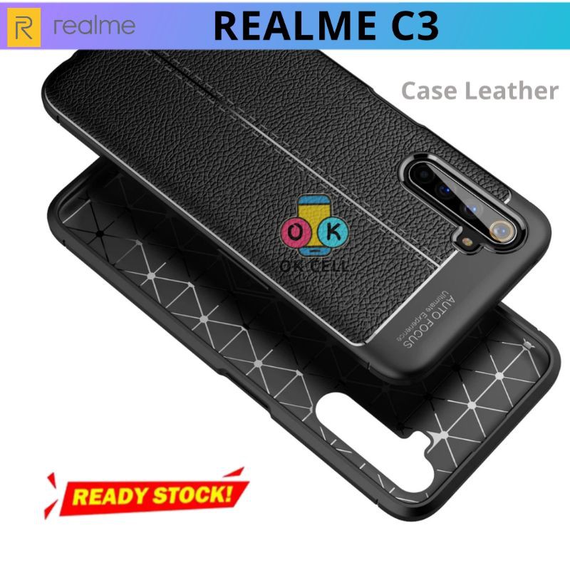 Softcase Auto Focus Realme C3 - Soft Case Leather Realmi C3 Casing Silikon Tpu Autofocus Premiun