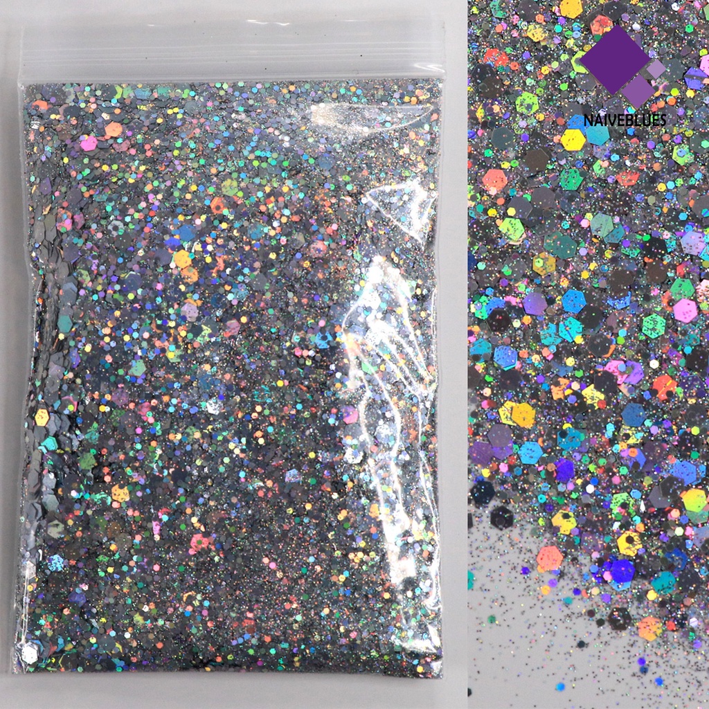 Naiveblue Serbuk Glitter Sequin 50g Aneka Ukuran Untuk Dekorasi Nail Art / Manicure DIY