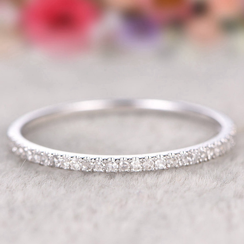 Korean 925Silver Micro Pave Zircon Ring Jewelry Circle Diamond Tail Ring Silver