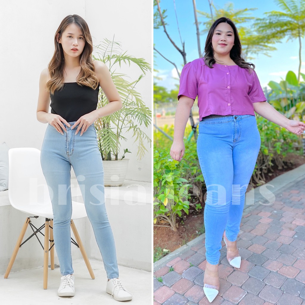 [SIZE 27-38] NAYEON Highwaist Jeans Skinny Polos Bigsize / Celana Panjang Jeans Wanita