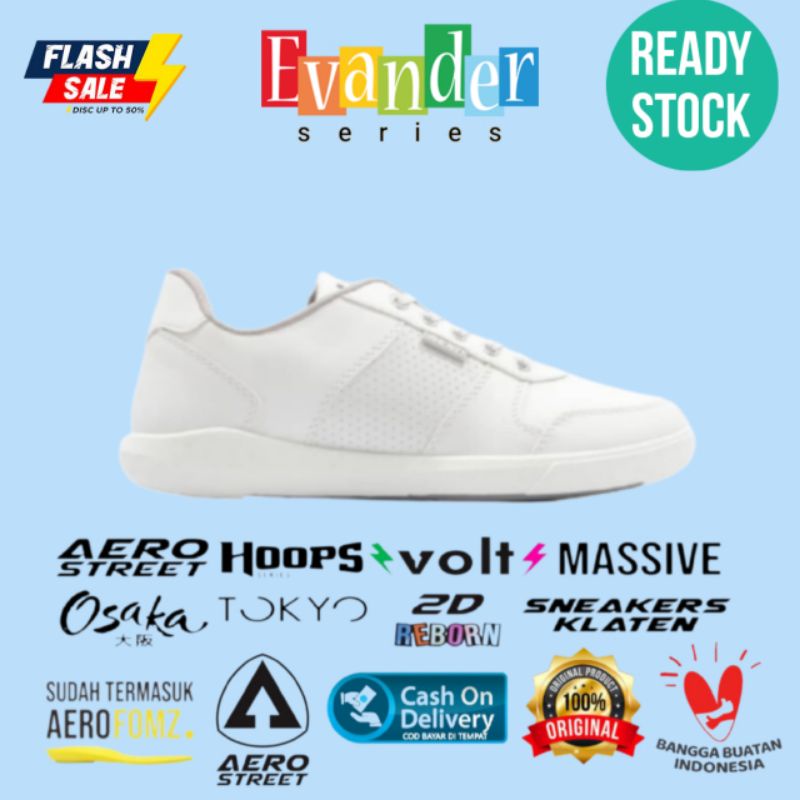 Aerostreet Size 40 Evander Putih - Sepatu Sneakers Casual Sport