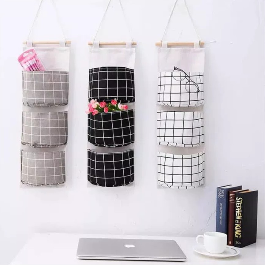 Korean Style Pouch Gantung Hiasan Dinding Rak Kain Model Korea Storage Serbaguna