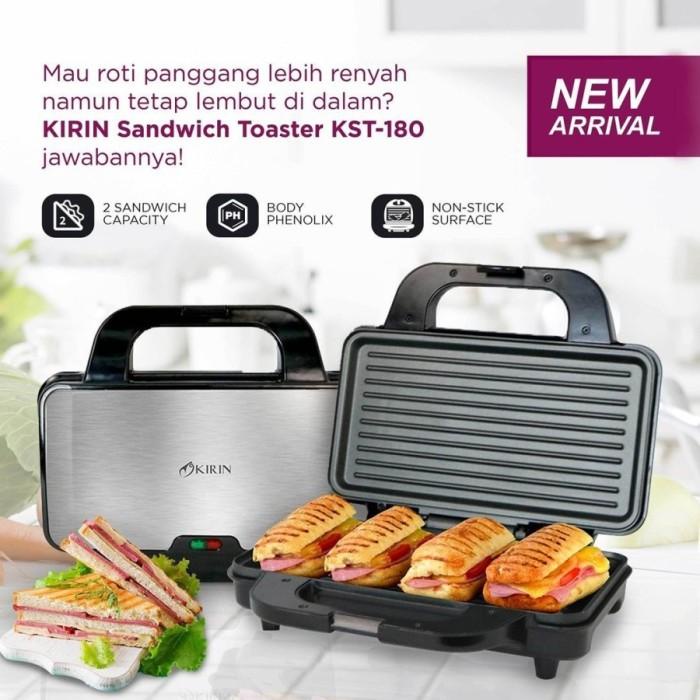 Kirin Sandwich Toaster KST-180 - Pemanggang Roti 4 Slot, Black Silver