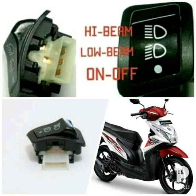 Tombol Saklar Lampu Dimer Plus On-Off  3 Fungsi Honda Beat Fi, Vario 125