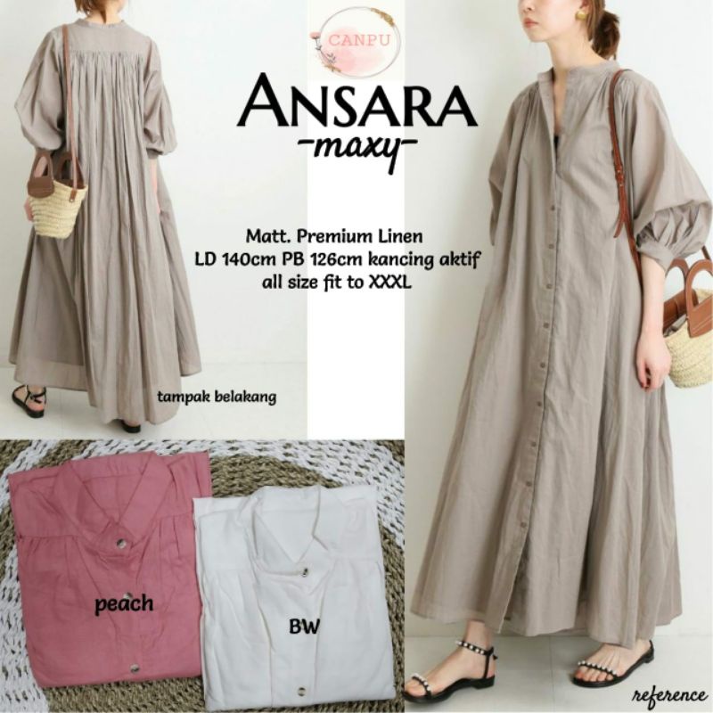 ANSARA DRESS KATUN LINEN GAMIS SUPER JUMBO LD 130 140