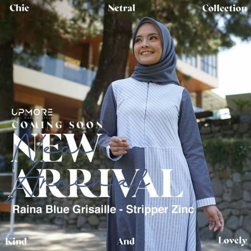 NEW ARRIVAL UPMORE RAINA GAMIS DRESS WANITA DEWASA RAINA BLUE GRISAILLE