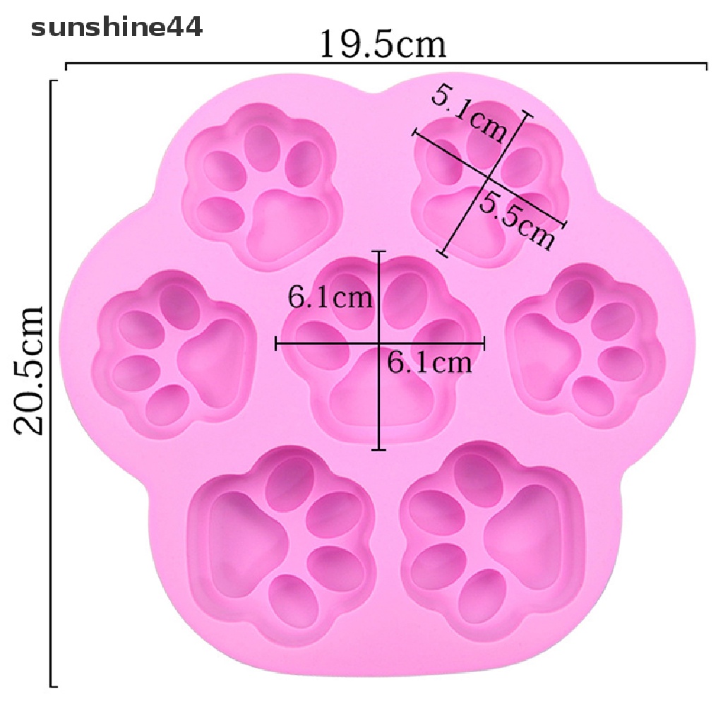 Sunshine Cetakan Es Batu / Sabun / Fondant Bentuk Telapak Kaki Anjing Bahan Silikon