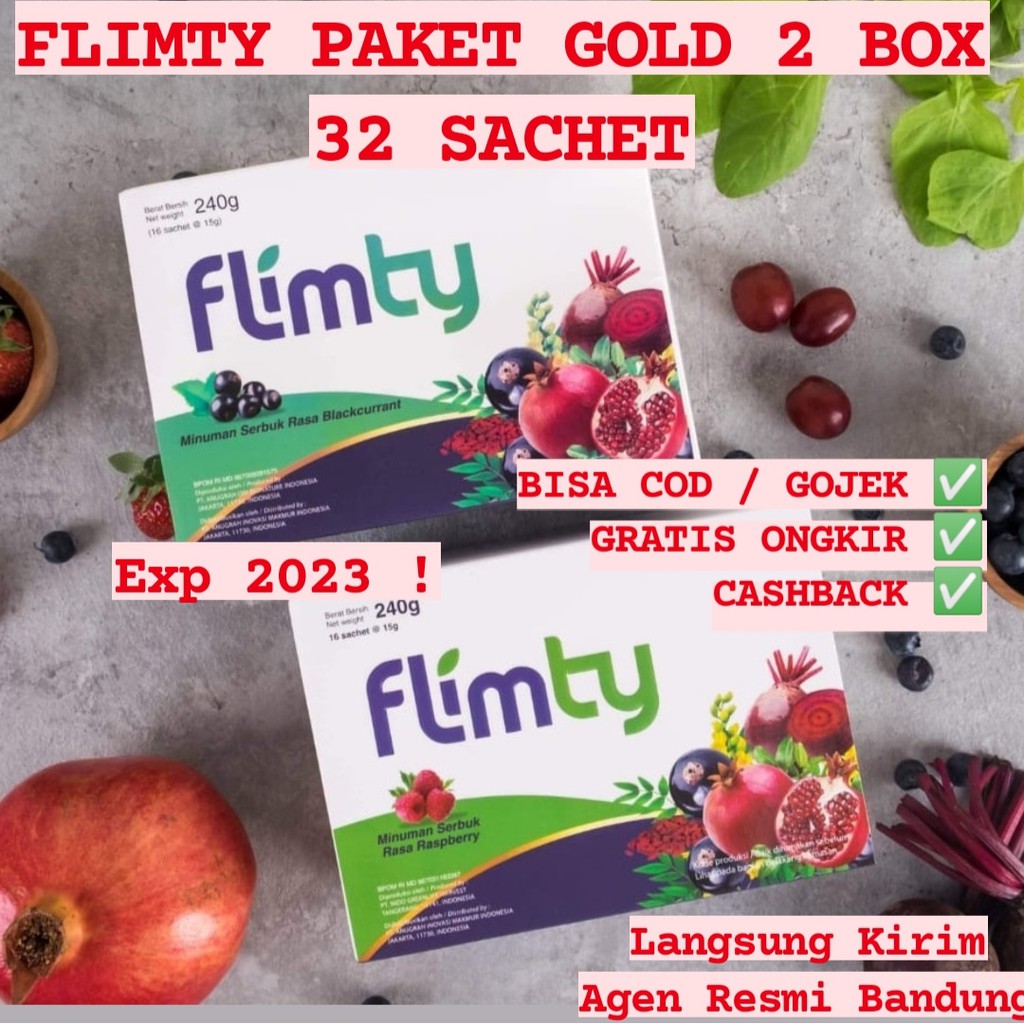 Flimty Fiber Paket Gold 2 Box 32 Sachet Minuman Pelangsing Diet serat