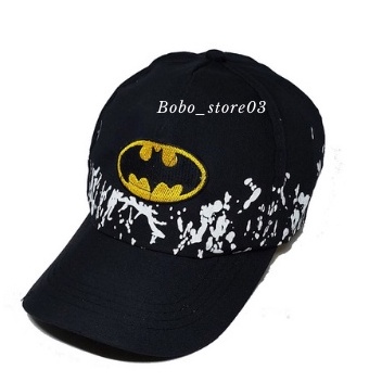 TopI Baseball Anak COWOK Logo SUPERHERO BORDIR Gaya HipHop Motif Kartun Gya Ko terbaru-Batman Hitam