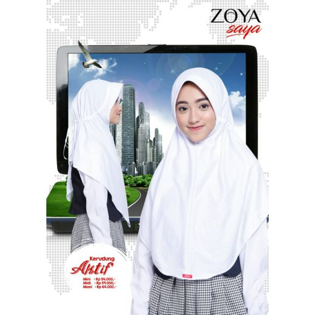 Zoya Kerudung Sekolah BERGO AKTIF Ready Warna Coklat Mini
