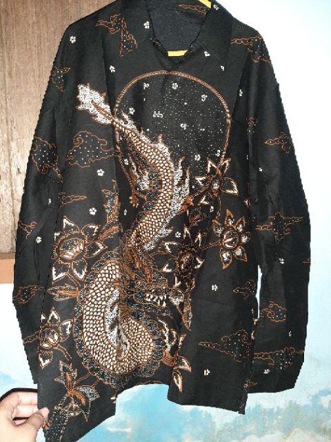 Naga Sogan Kemeja Batik Pria Full Furing Bahan Katun Primisima Batik Motif Naga Batik Solo Halus