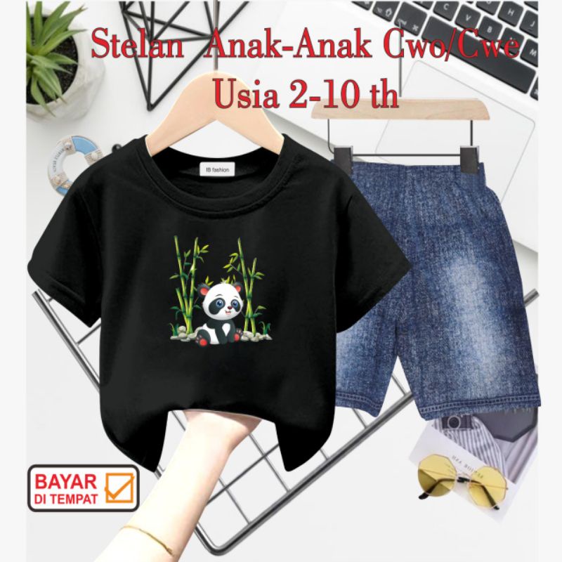 ((IB))SETELAN ANAK2 UNISEX SEMI JEANS/PANDA DIGITAL SABLON