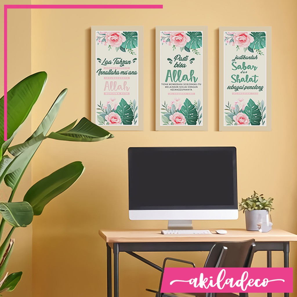 Hiasan dinding Kamar Wall decor rumah quotes islami tropical daun poster dinding islami