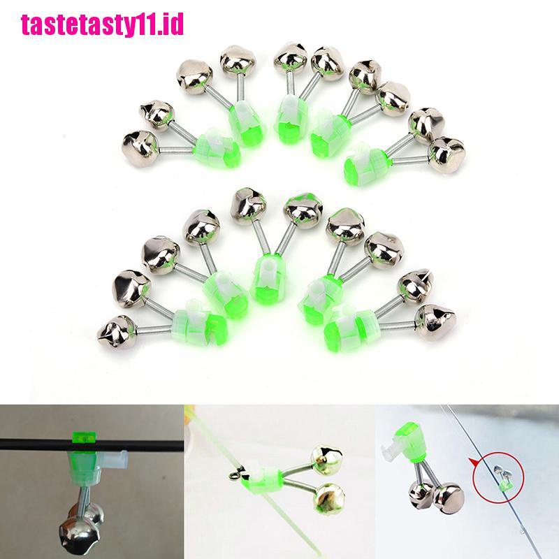 【TTID】10pcs Night Fishing Rod Clamp Tip Clip Ring Fish Bait Alarm Bells Green T