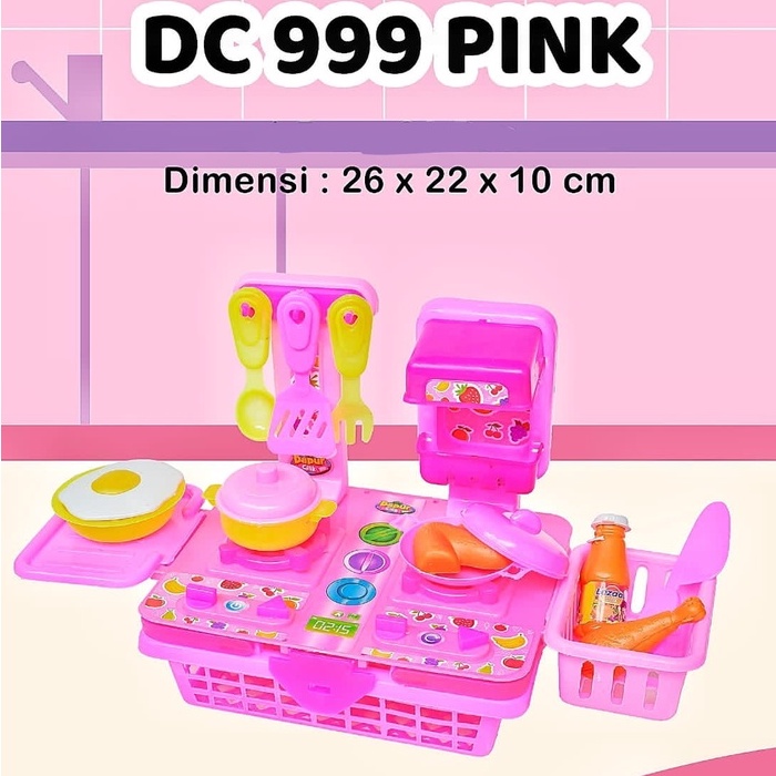 Mainan Masak Masakan Kitchen Set Mainan Keranjang Dapur Cilik DC 999 Pink