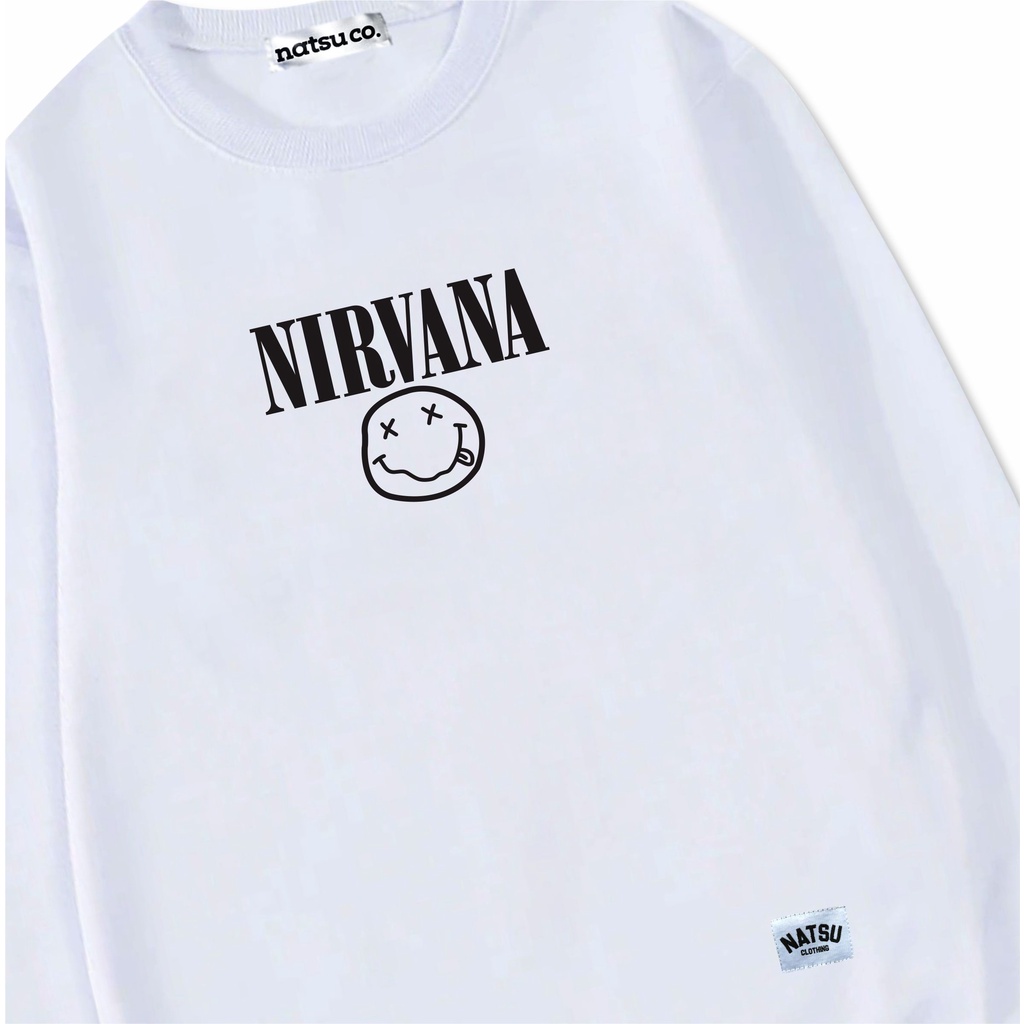 CREWNECK Sweater Band Metal Luar NIRVANA / Crewneck Musik / Sweater Musik Original / Sweater Distro / BLACK / PUTIH