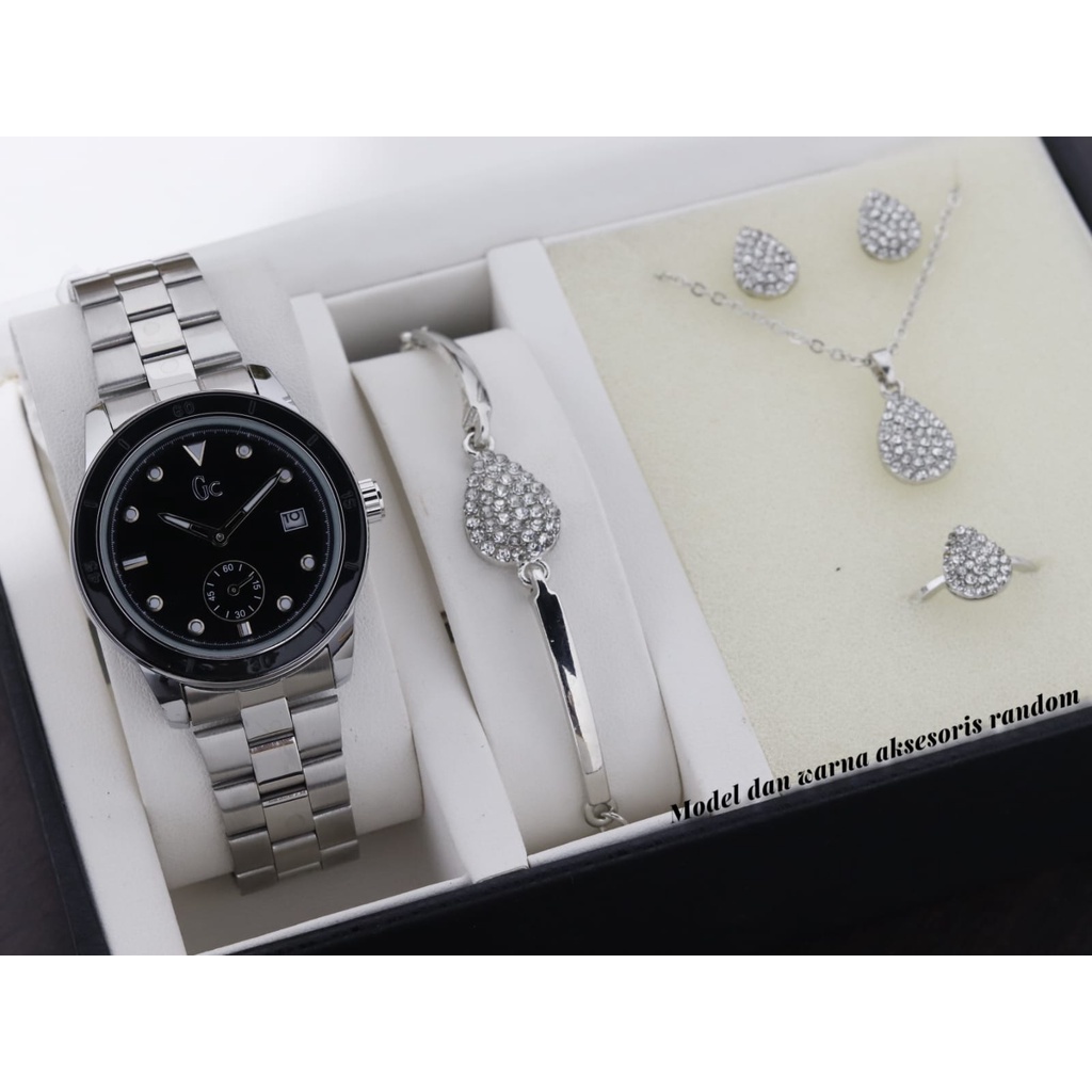 PROMO !! Jam Tangan Wanita Fashion Guess Collection Rantai Stainless Free ACC Premium