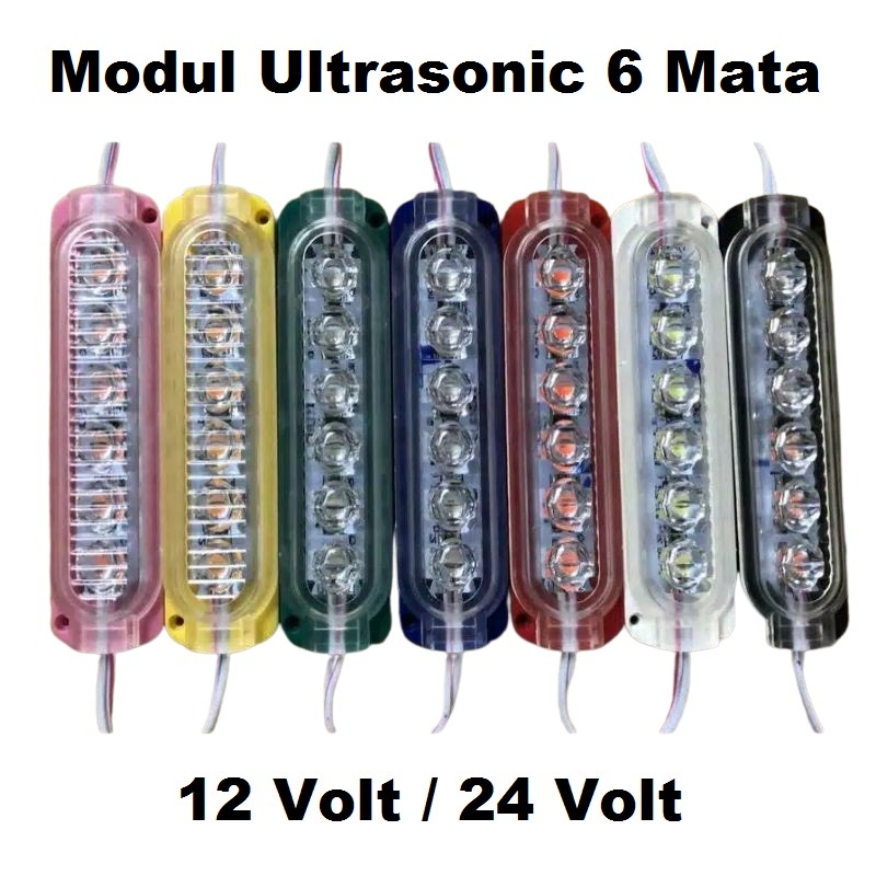 Modul Lampu Ultrasonic LED 6 Mata 6W 12Volt 24Volt Supersonic Waterproof 12V 24V 12 Volt 24 Volt Mobil Motor Neon Box