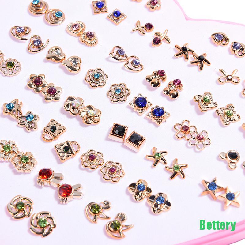 [Bettery] 36 Pairs Fashion Women Girls Crystal Diamante Flower Stud Earrings Jewelry Set CVBH-2