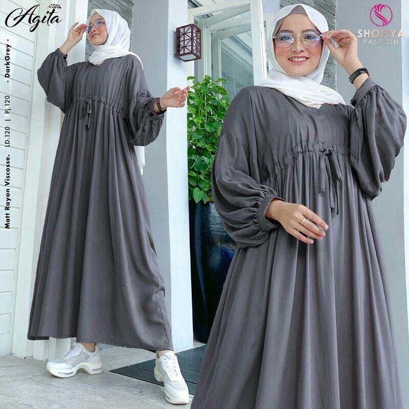 AGITA MIDI DRESS WD KAIN KATUN LD 120 CM PB 120 CM ZIPPER DEPAN ( BUSUI ) DRES WANITA MODEL TERBARU  KEKINIAN SIMPLE DAN ELAGAN BAJU  DRES 2022