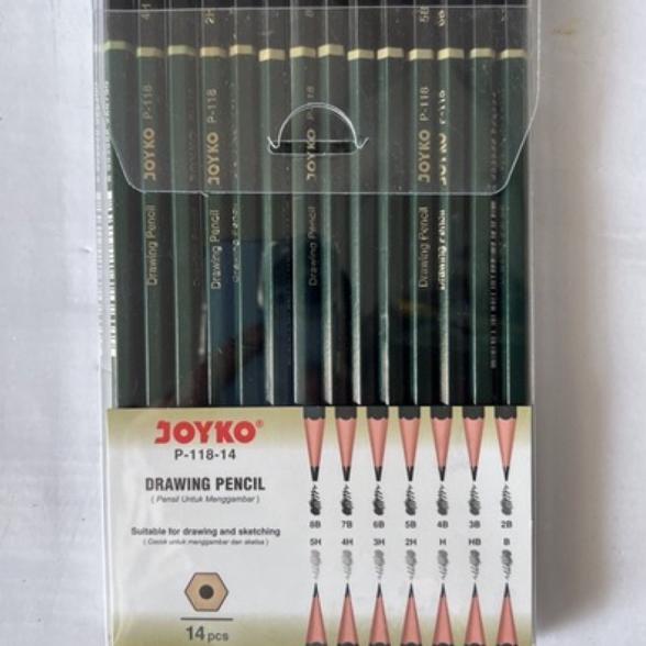

Terbatas || AIE Joyko Drawing Sketch Pencil / Pensil gambar sketsa set ( ketebalan komplit ) P-118-14 P 118 isi 14 pcs //Diskon
