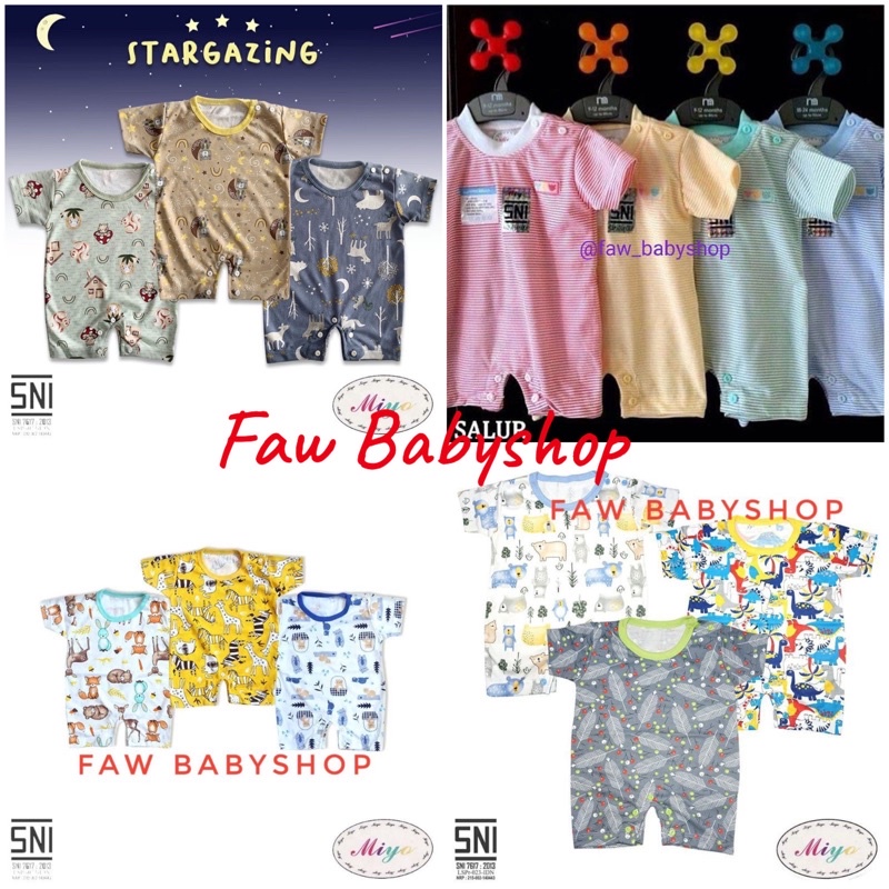 Termurah!! Miyo Baju Kodok Segi Empat Motif / Jumper Segi Empat Bayi /Baby Motif(0 - 6M)