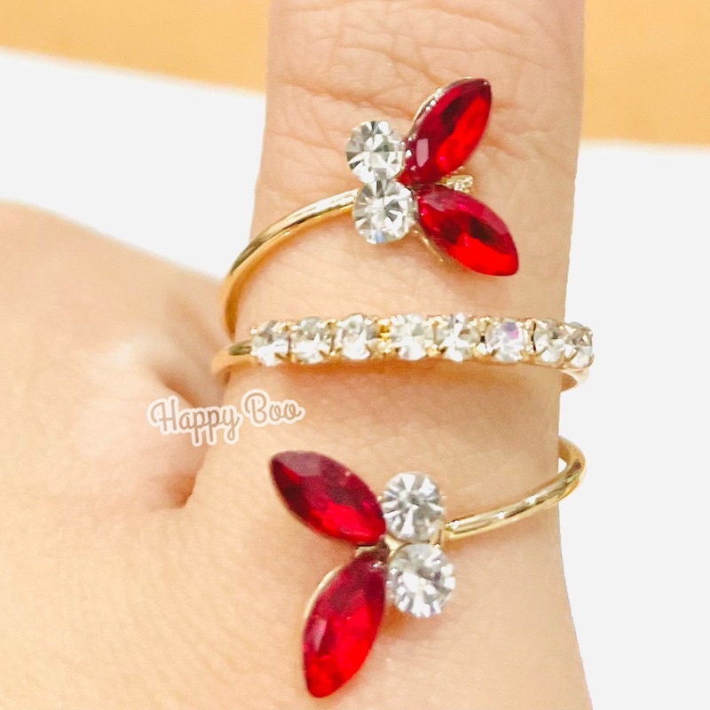 cincin cin-cin butterfly lilit 3 layer permata bl3 stainless free size