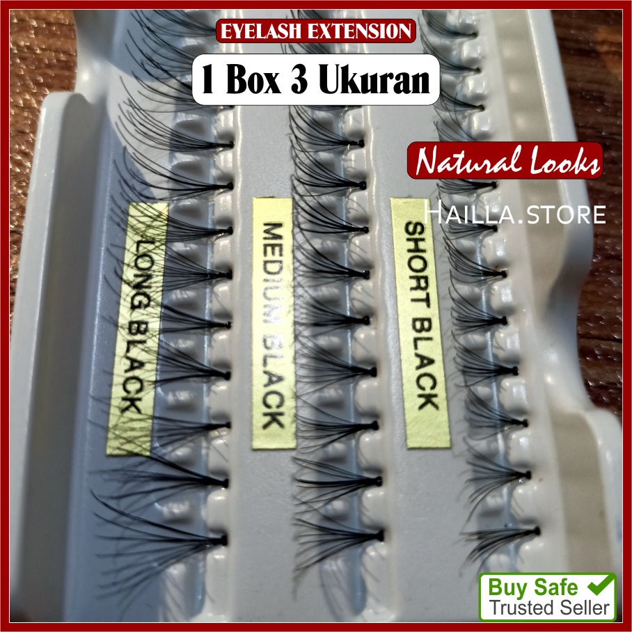 Eyelash Extension Bulu Mata Tanam Bulumata Natural Halus Lembut 1 Box 3 Ukuran Kualitas Exspor