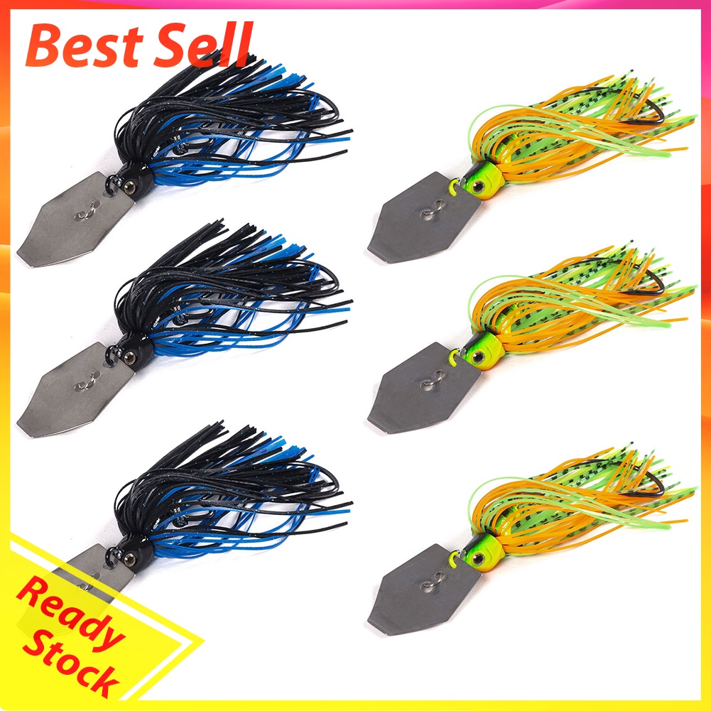 6x Wobbler Chatterbait Blade Bait w/ Skirt Buzzbait Saltwater Fishing Lures