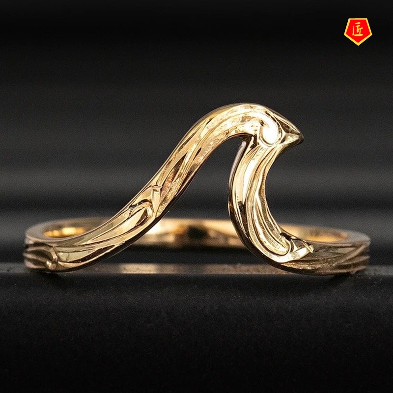 [Ready Stock]New Creative Carved Eagle Ring 18K Gold