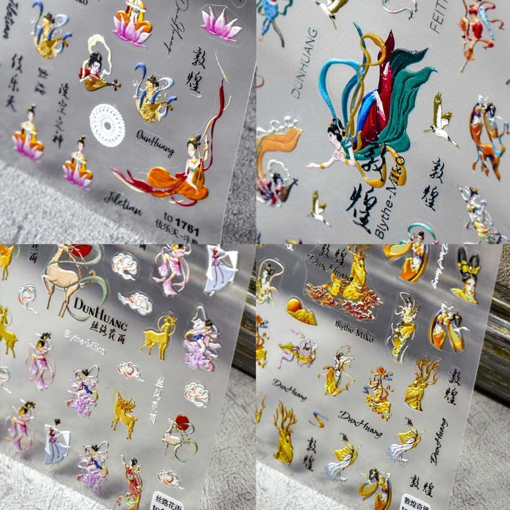 AUGUSTINA Agustin 5D Stiker Kuku Ukiran 1PC Decals Manicure Nation style DIY Dekorasi Nail Art