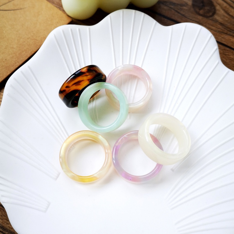 Cincin Bahan resin Warna Permen No. 8 Untuk Pria Dan Wanita