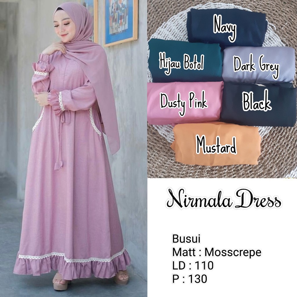 NIRMALA DRESS - GAMIS MAXY CASUAL - Baju Gamis Terbaru Moscrepe Simple Dress Trendy-2