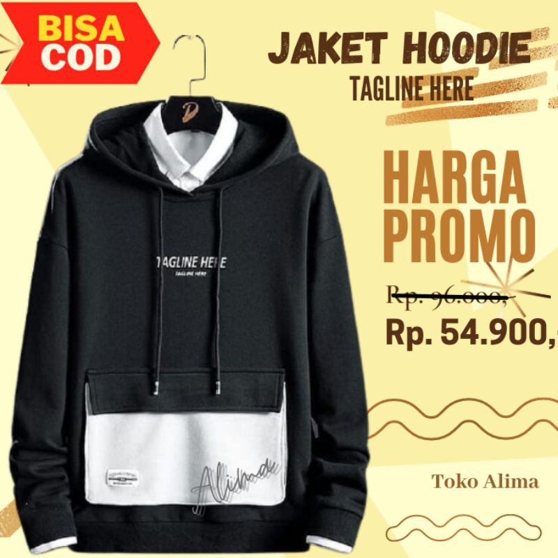 Jaket Hoodie Sweater Pria Wanita Tagline Here TL Terbaru Kekinian 2021
