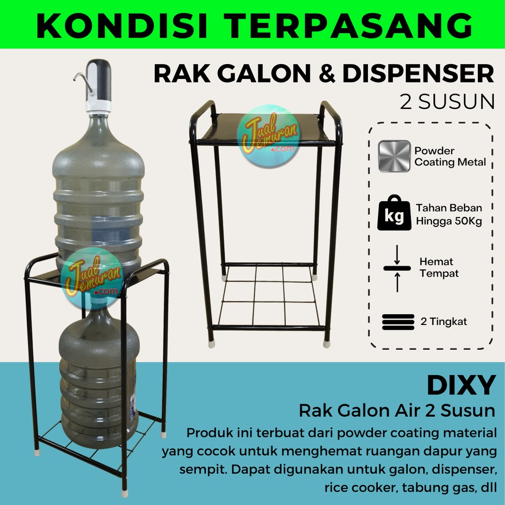 TERPASANG Rak Galon Air Minum Besi 2 Susun / Rak Dispenser & Magiccom 2 Tingkat Serbaguna