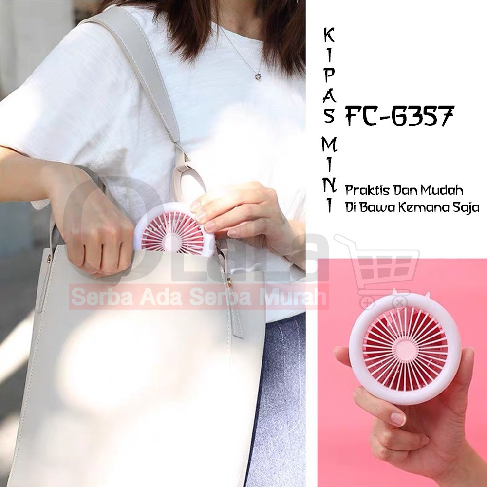 MINI FAN PORTABLE KIPAS ANGIN PUTAR LED FC-6357