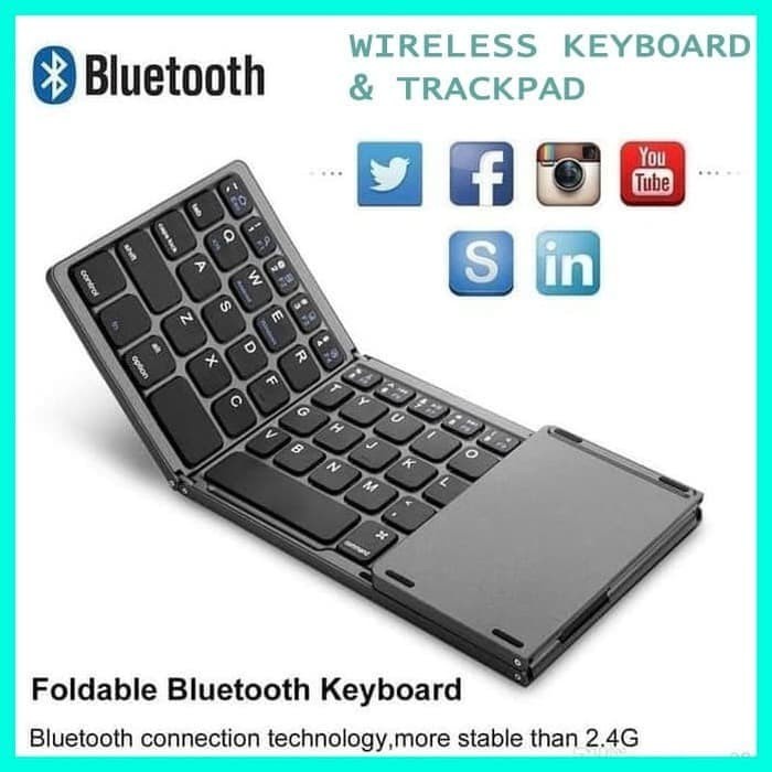 Keyboard Bluetooth Universal Portable Simpel Lipat Kibot Kibord HP Tab Tablet Touch Pad Touchpad